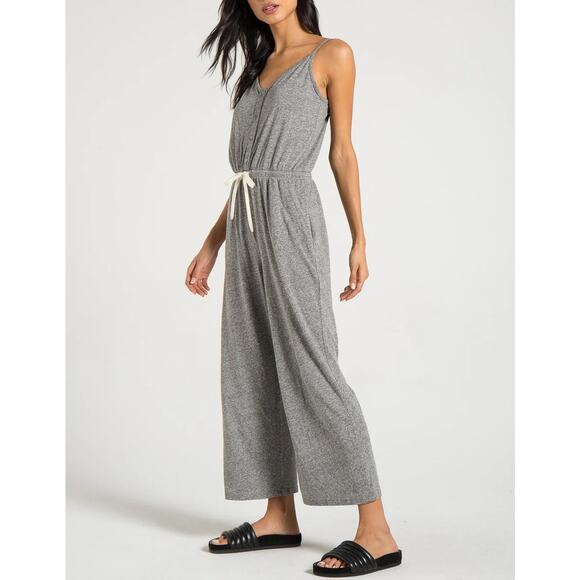 Lou & Grey Pants - Lou & Grey Scoopneck Sleeveless Cropped Wide Leg Jumpsuit Gray XS